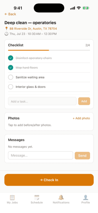Job checklist on iPhone