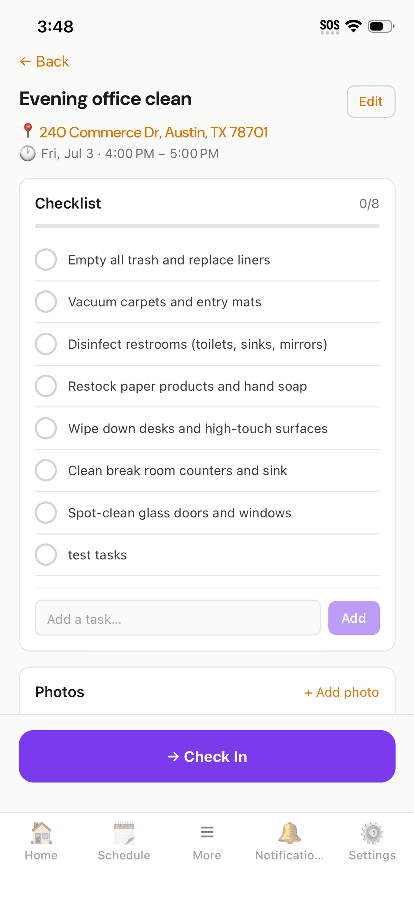 Job checklist on iPhone